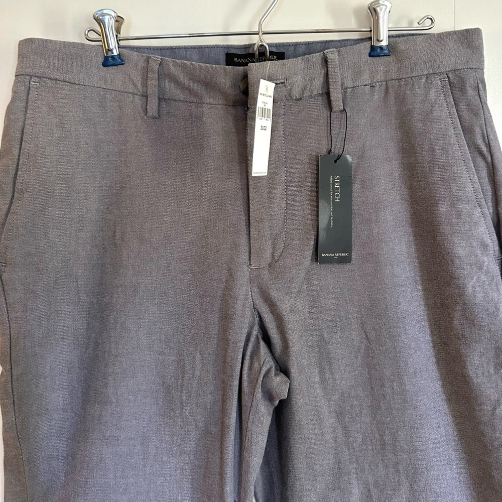 Banana Republic Factory Slim Fit Stretch Chino Pants Gray Size 33x32 Flat Front